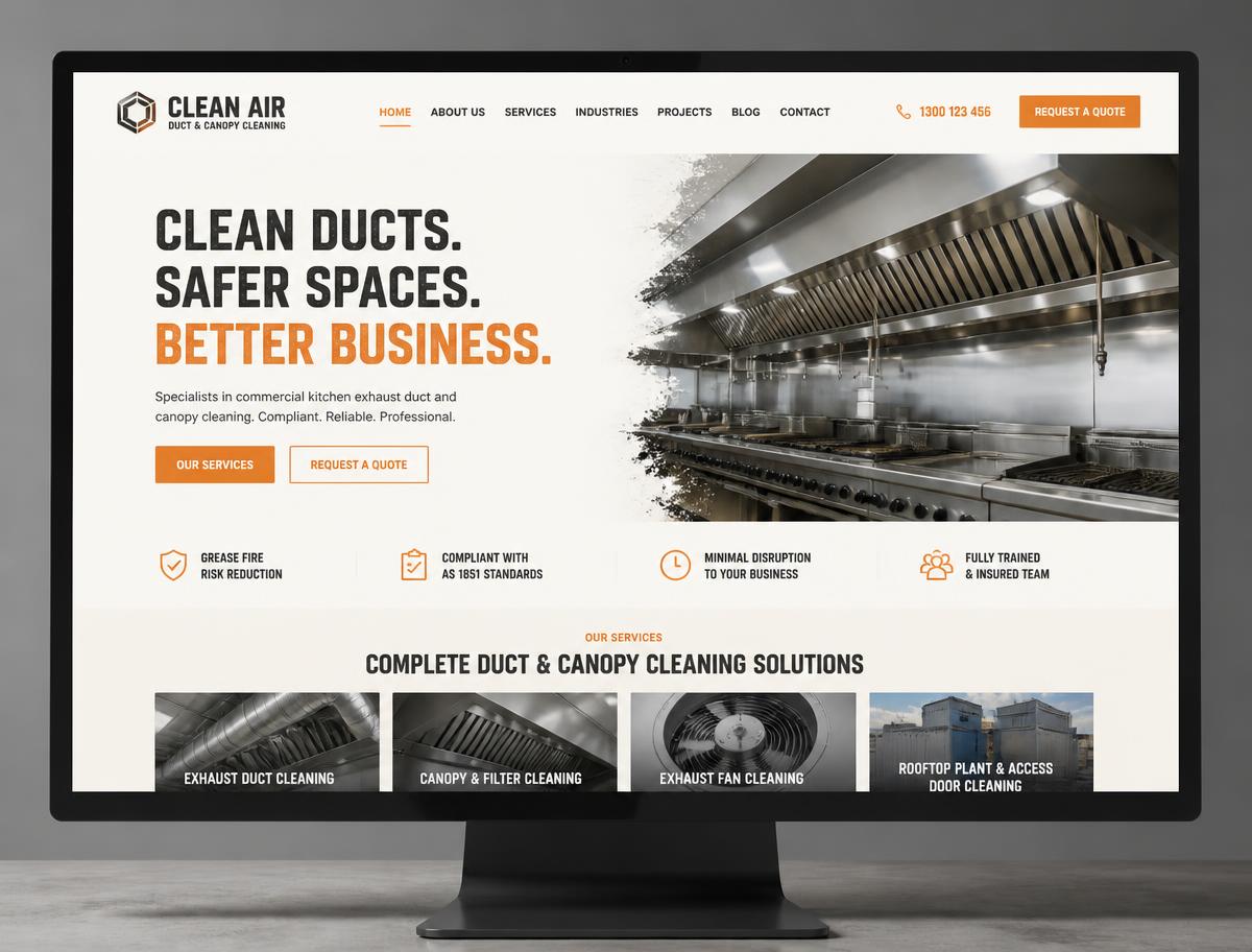 Rams Canopy & Duct Cleaning — Proposed Website Redesign desktop screenshot